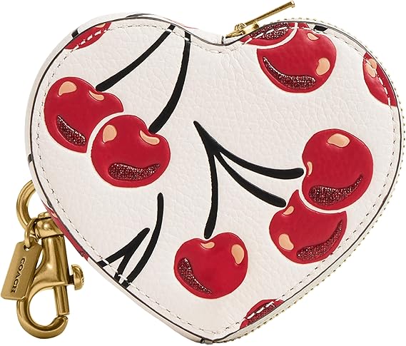 Womens Boxed Heart Coin Purse With Cherry Print Chalk Multi One Size